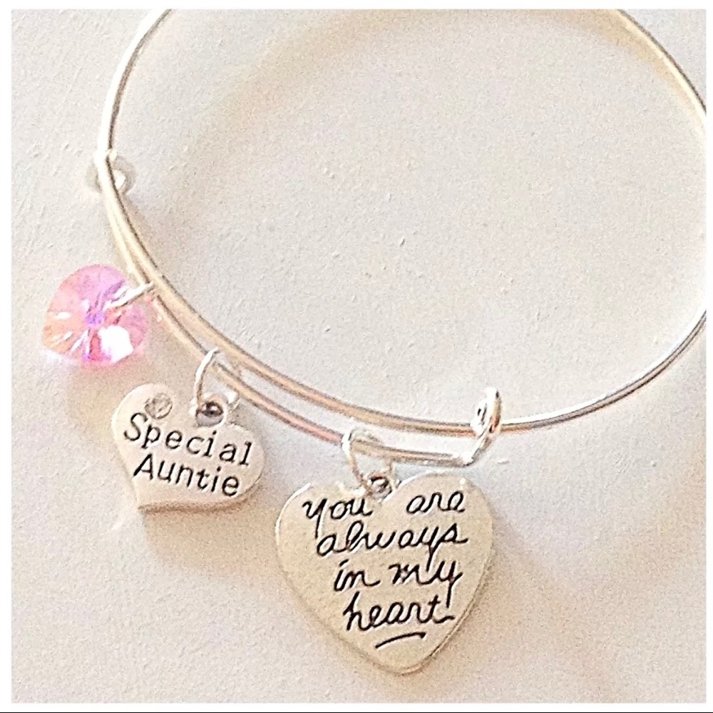 Personalized Special Auntie Silver Bangle Bracelet